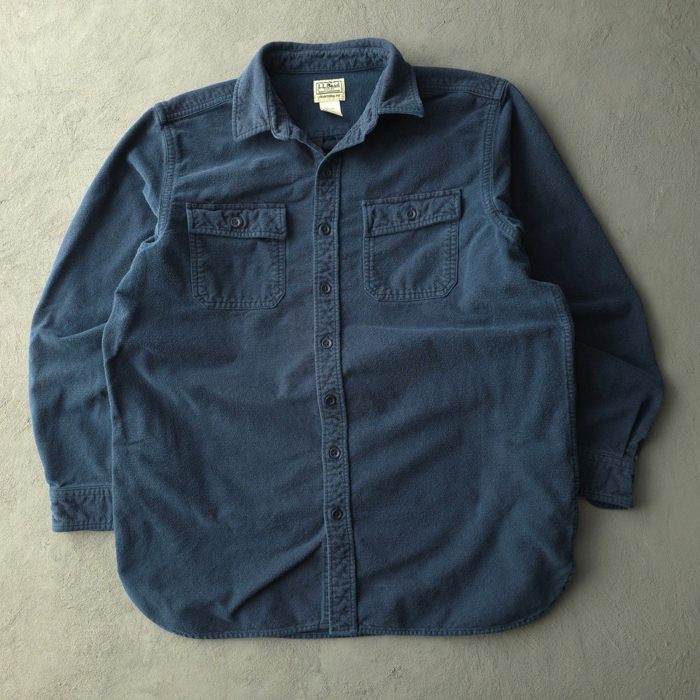 Vintage 2000s LL Bean Navy Blue Chamois Shirt L Tall Traditional Fit